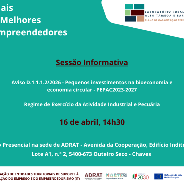 Sessão Informativa: Aviso D.1.1.1.2/2026 – PEPAC2023-2027 e Licenciamentos para Atividade Industrial e Pecuária