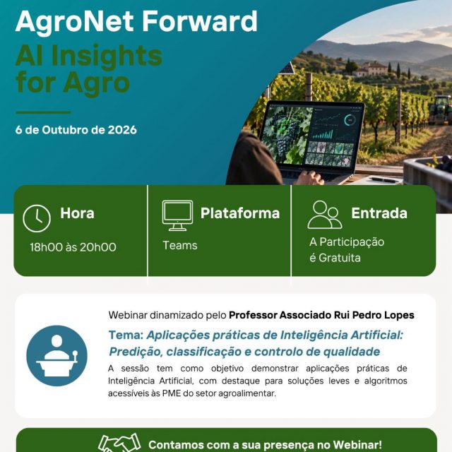6 de outubro | Webinar “AI Insights for Agro: Aplicações práticas de Inteligência Artificial, Predição, Classificação e Controlo de Qualidade”