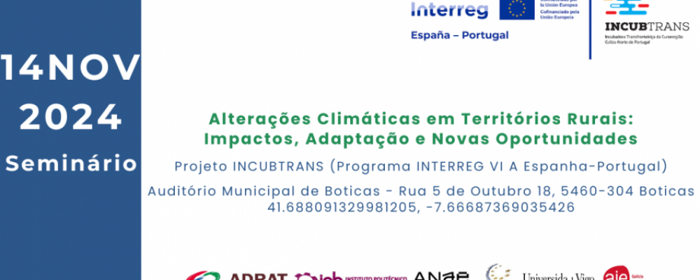 Seminário de Capacitação “Alterações Climáticas em Territórios Rurais: Impactos, Adaptações e Novas Oportunidades”