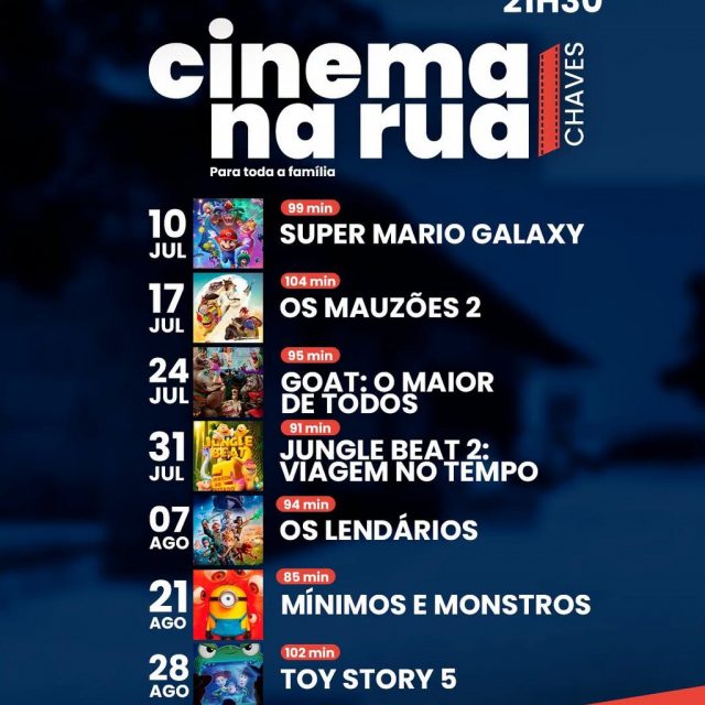 10 julho a 28 agosto | Cinema na Rua anima as noites de verão | Chaves