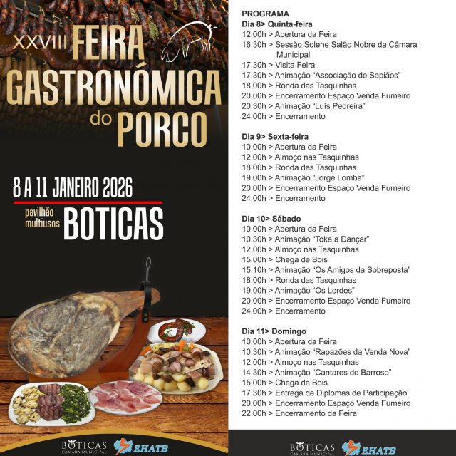 8 – 11 janeiro | XXVIII FEIRA GASTRONÓMICA DO PORCO | Boticas