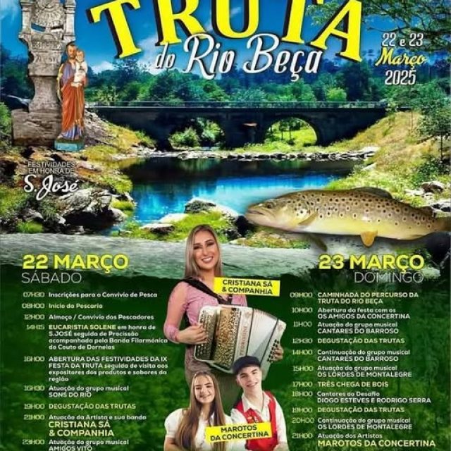 22 e 23 de março |  IX EDIÇÃO DA FESTA DA TRUTA EM CANEDO | Ribeira de Pena